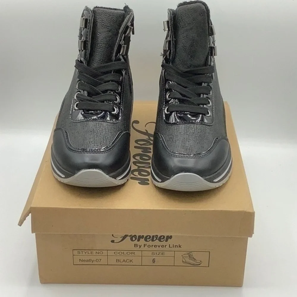 FOREVER LINK Black Neatly High Top Sneakers